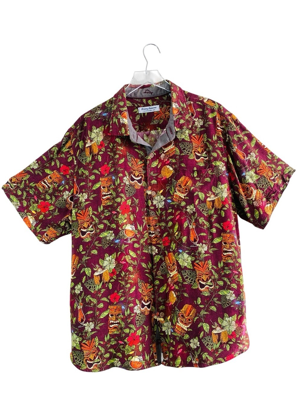 Tommy Bahama Holiday Tiki Hawaiian Short Sleeve Button Up Shirt Size XXL